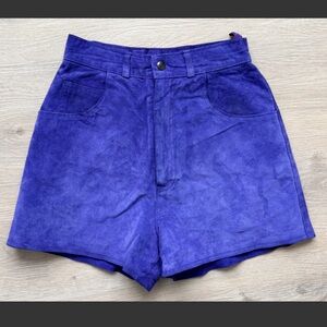 Vtg The Old Mill Purple Suede Ultra High Waisted Shorts Waist 23.5” Rise 12.75”